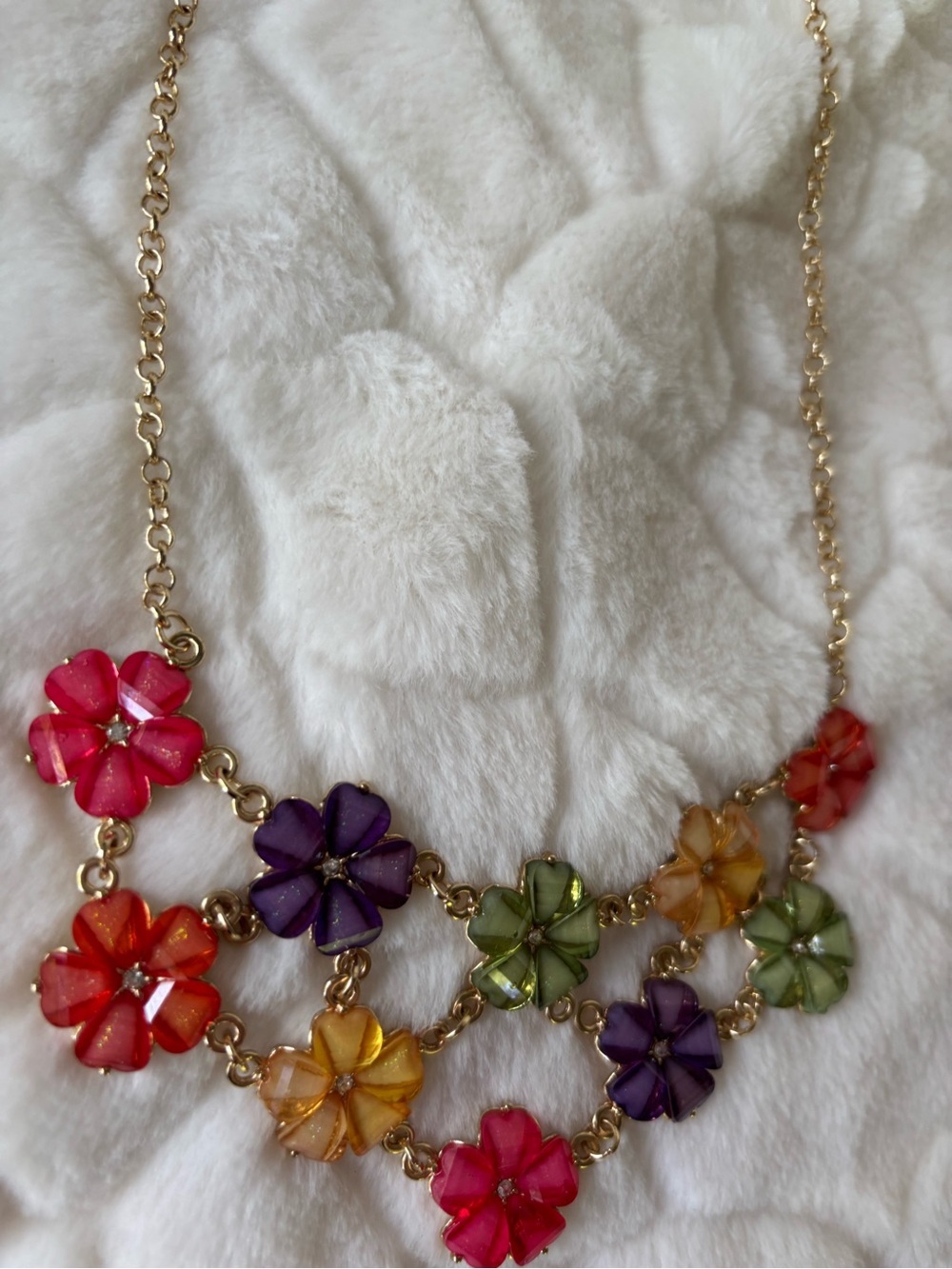 MIXIT Multicolor Floral Statement Necklace - Gold Chain - Picture 3 of 4